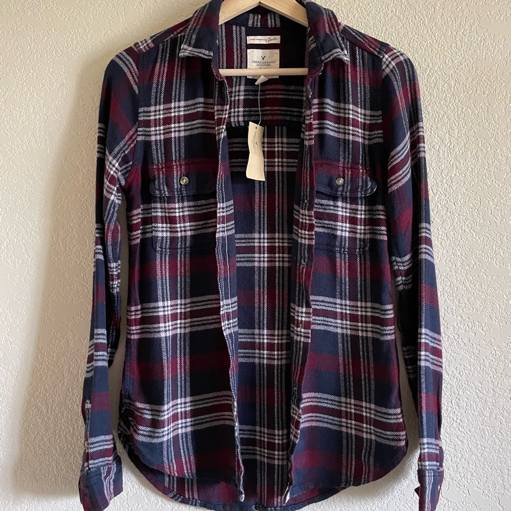 NWT- American Eagle Outfitters Ahh-mazingly Soft Flannel, XXS, slim fit
